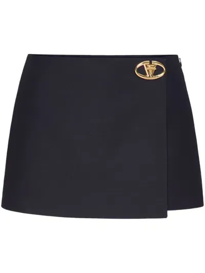 Valentino Vlogo Crepe Mini Skort In Blue