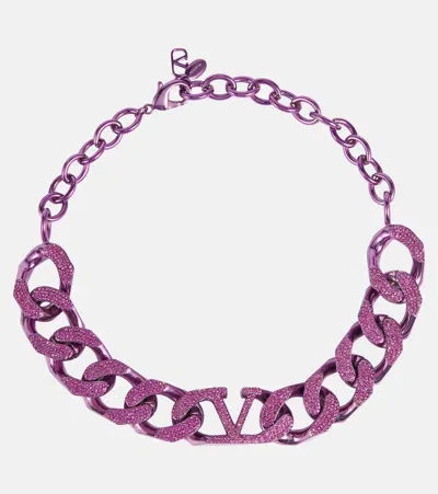 Valentino Garavani Vlogo Embellished Chainlink Choker In Purple