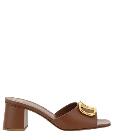 Valentino Garavani Vlogo Heeled Mules In Brown