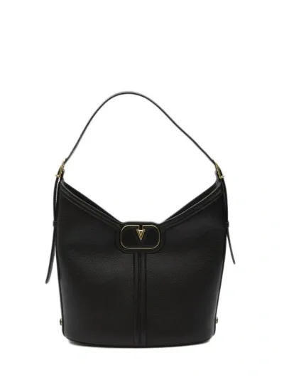 Valentino Garavani Vlogo Leather Hobo Bag In Black