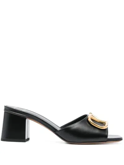 Valentino Garavani Vlogo Leather Mules In Black