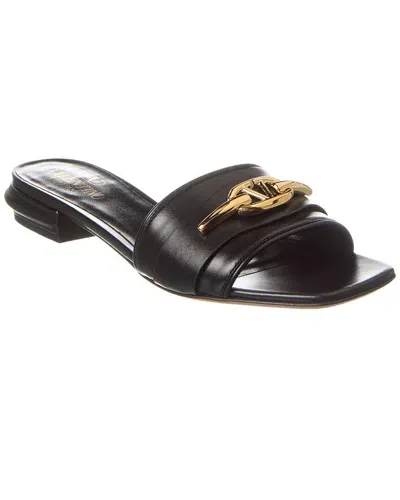 Valentino Garavani Valentino Vlogo Leather Sandal In Black