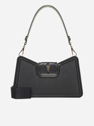 Valentino Garavani Vlogo Leather Shoulder Bag In Black