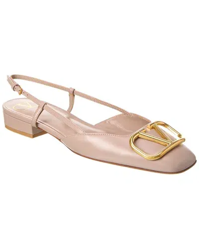 Valentino Garavani Valentino Vlogo Leather Slingback Flat In Pink