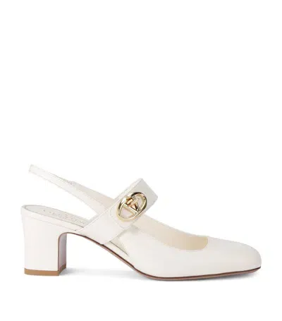 Valentino Garavani Vlogo 60 Embellished Leather Slingback Pumps In Ivory