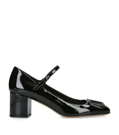 Valentino Garavani Vlogo Embellished Patent-leather Mary Jane Pumps In Nero