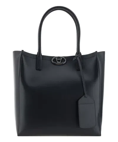 Valentino Garavani Vlogo Media Tote Bag In Black