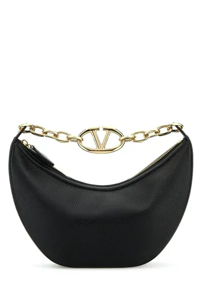 Valentino Garavani Vlogo Moon Zip-up Small Shoulder Bag In Nero