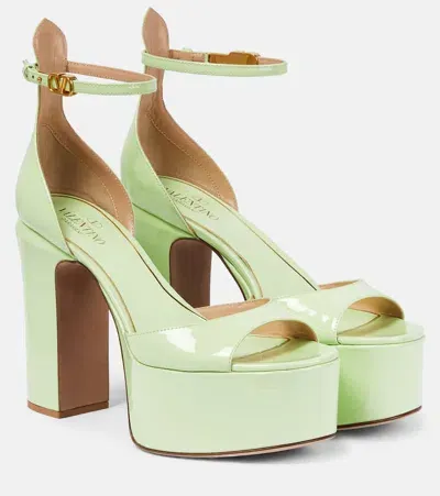 Valentino Garavani Vlogo Patent Leather Platform Sandals In Green