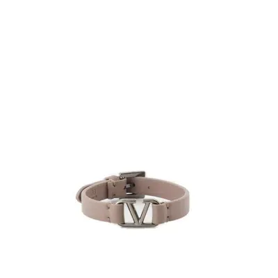 Valentino Garavani Valentino Vlogo Plaque Bracelet In Brown