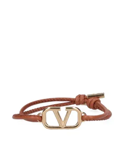 Valentino Garavani Vlogo Plaque Bracelet In Brown