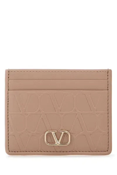 Valentino Garavani Valentino Vlogo Plaque Cardholder In Pink