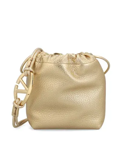 Valentino Garavani Valentino Vlogo Pouf Drawstring Mini Bucket Bag In Gold