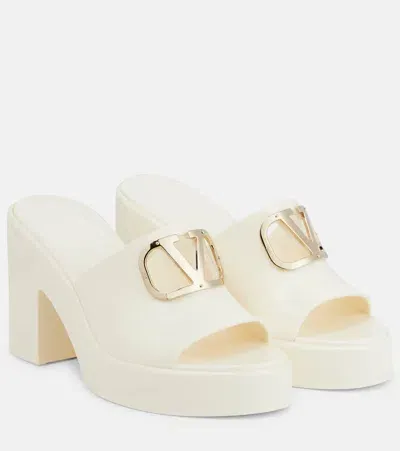 Valentino Garavani Vlogo Rubber Platform Mules In White