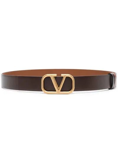 Valentino Garavani Vlogo Signature 30mm Reversible Belt In Brown