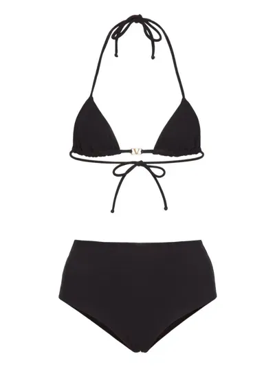 Valentino Vlogo Plaque Bikini Set In Black