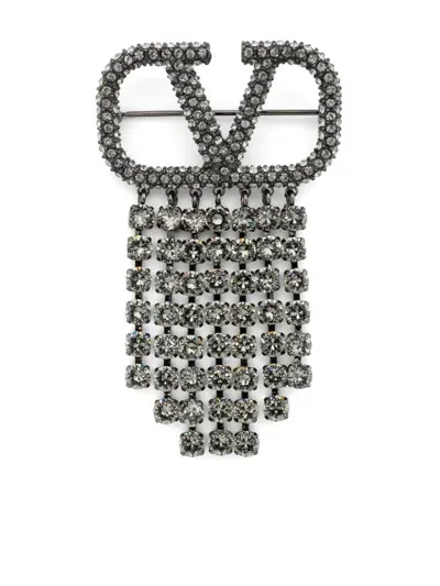 Valentino Garavani Vlogo Signature Brooch In Silver