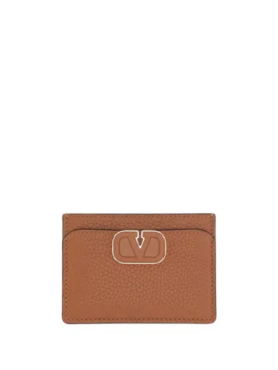 Valentino Garavani Valentino Vlogo Signature Card Case In Brown