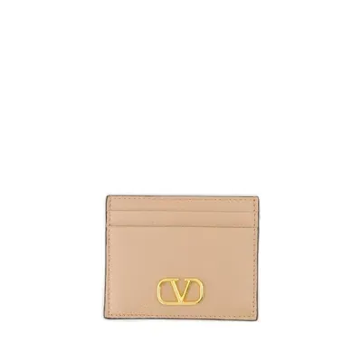 Valentino Garavani Valentino Vlogo Signature Card Holder In Beige