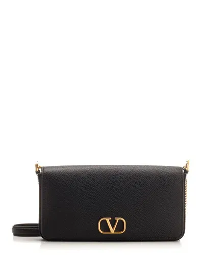 Valentino Garavani Vlogo Signature Chain Wallet In Black