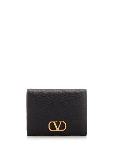 Valentino Garavani Vlogo Signature Compact Wallet In Black