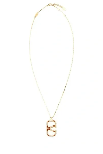 Valentino Garavani Valentino Vlogo Signature Embellished Necklace In Gold