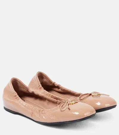 Valentino Garavani Vlogo Signature Leather Ballet Flats In Pink