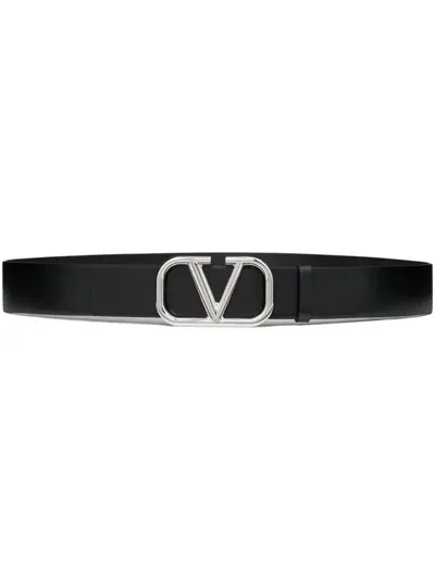 Valentino Garavani Vlogo Signature Leather Belt In Black