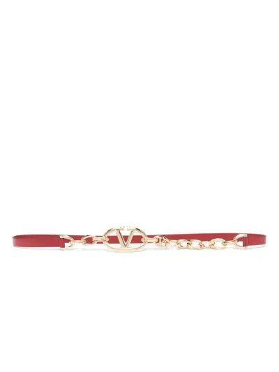 Valentino Garavani Vlogo Signature Leather Belt In Red