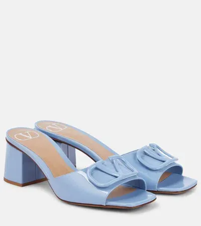 Valentino Garavani Vlogo Signature Patent Leather Mules In Blue