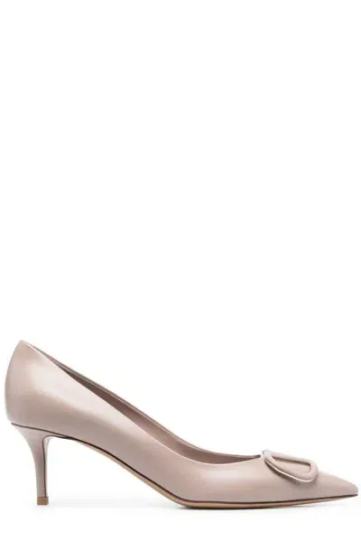 Valentino Garavani Vlogo Leather Pumps In Pink