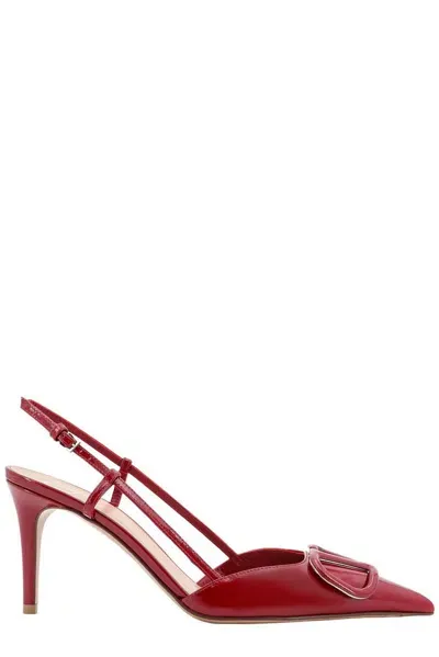 Valentino Garavani Valentino Vlogo Signature Pointed Toe Slingback Pumps In Rot