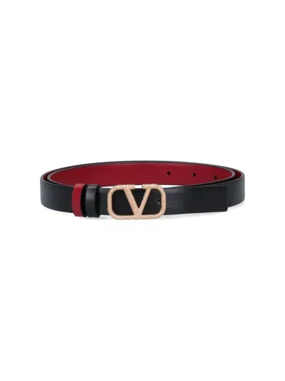 Valentino Garavani "vlogo Signature" Reversible Belt In Black