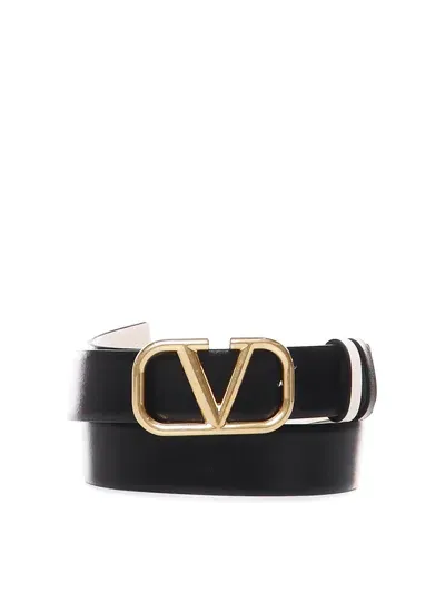 Valentino Garavani Vlogo Signature Reversible Belt In Blanco