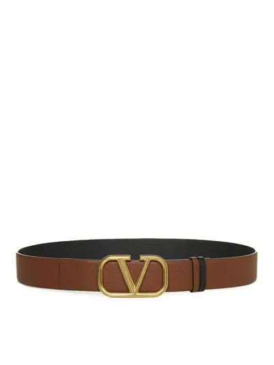 Valentino Garavani Vlogo Signature Reversible Belt In Moose Print Calfskin 40 Mm In Brown