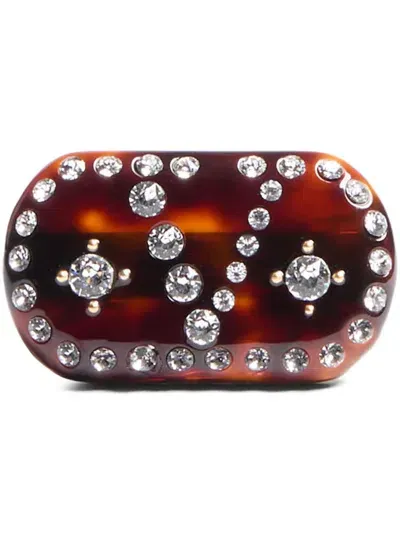 Valentino Garavani Vlogo Signature Tortoiseshell Hair Clip In Brown