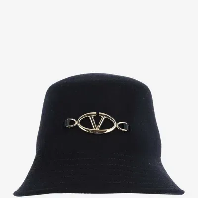 Valentino Garavani Vlogo Wool Bucket Hat In Black