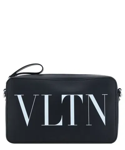 Valentino Garavani Black Leather Vltn Crossbody Bag