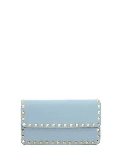 Valentino Garavani Rockstud Shoulder Bag In Blu Porcellana