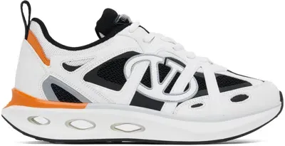 Valentino Garavani Vlogo Easyjog Low-top Sneaker In Calfskin And Fabric In White Multi