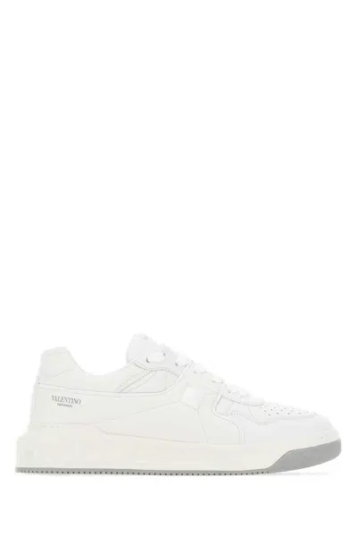 Valentino Garavani White Nappa Leather One Stud Sneakers In 0bo