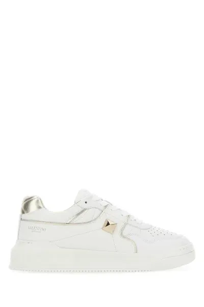 Valentino Garavani White Nappa Leather One Stud Sneakers In Biancoplatinobiancoplatinobianco