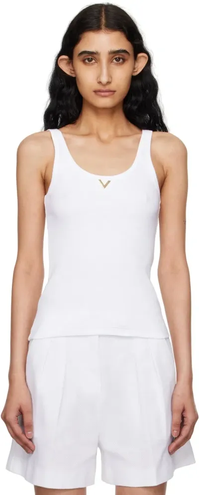 Valentino White V Tank Top In 0bo Bianco