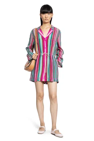 Valentino Striped Silk Playsuit In Multicolor