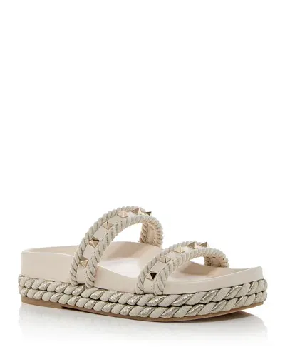 Valentino Garavani Women's Embellished Espadrille Slide Sandals In Light Ivory