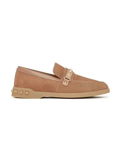 Valentino Garavani Women's Leisure Flows Leather Loafers In Camel