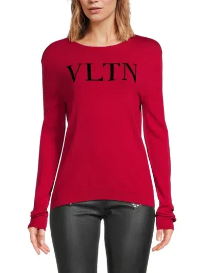 Valentino Women's Logo Long Sleeve Sweater In Pink