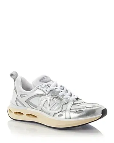 Valentino Garavani Vlogo Easy Jog Metallic Sneakers In Z1k Argento Sorbet