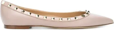 Valentino Garavani Women's Rockstud Leather Ballet Flats In Powder