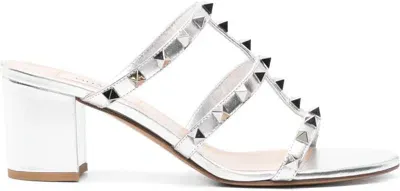 Valentino Garavani Rockstud Mirror-effect Slide Sandal 60mm Woman Silver 41.5